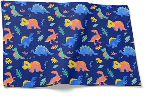 CEVAN Lino Tovaglietta Rettangolare Colazione Personalizzata Tovagliette Halloween Dinosauro dei Cartoni Animati Set di 1, Pranzo Cotone Quadretti Marina Militare 32x42cm