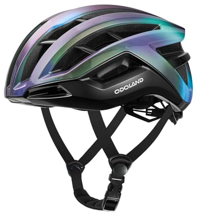 Odoland Casco de Bicicleta para Hombre y Mujer, Casco de Bicicleta de Carretera para Adultos con Sistema de Ventilación, Casco de Ciclismo Ligero y Ajustable para Ciclismo Urbano, Negro Láser