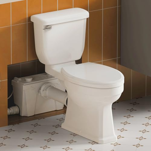 HIGH POWER Système de toilette à macération, toilettes à chasse d'eau avec pompe broyeur, siège de toilette chauffant, pompe moteur en cuivre avec 4 entrées pour sous-sol/lavabo/douche, toilettes