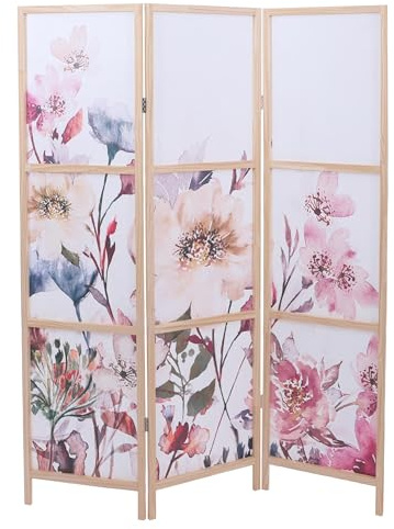 Mendler Paravent HWC-O70 170x137cm Holz - Blumen | Trennwand, Sichtschutz, Raumtrennung, Naturmotive, MVG, Polyethylen