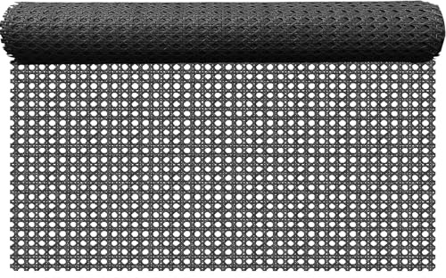ALLINKIT Wiener Geflecht Rattan 60X100cm Schwarz Meterware Rattan Geflecht,Kunststoff Wasserfest für DIY Gartenmöbel Gestaltung & Balkon Terrassen Dekoration