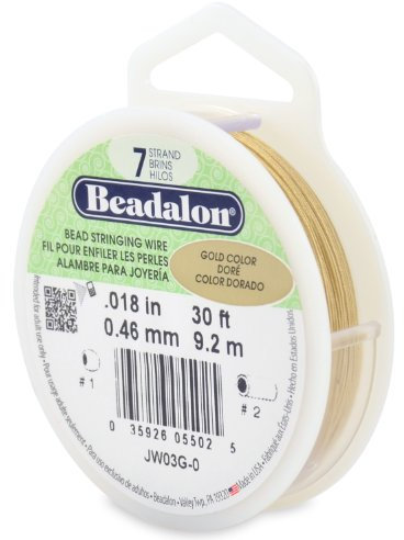 Beadalon 9.2 m Reel 0.46 mm Diameter 7 Strand Wire, Gold