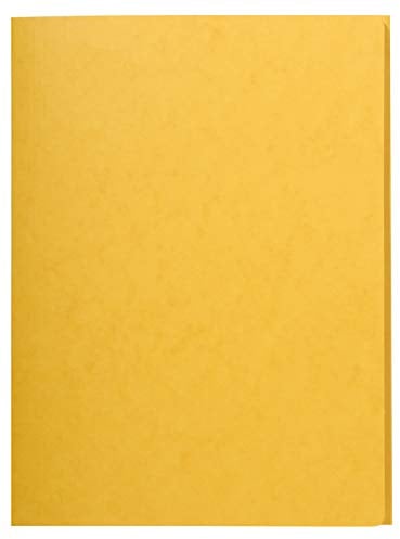 Exacompta - Ref. 56404E - Box of 25 plain folders without elastic with 3 flaps in glossy card 390 g/m² - FSC® certified folders - dimensions 24x32 cm for A4 format documents - yellow color