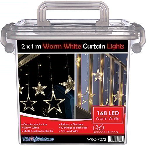 WeRChristmas Star Flashing Chasing Window Curtain Net Lights with 168 LED, 2 m - Warm White