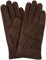 Damen Wildleder-Handschuhe mit Fleece-Futter und Kreuzstich-Design Gr. Medium, braun