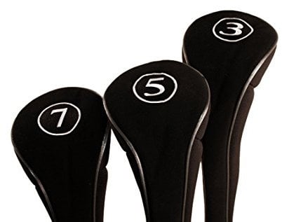 Black Golf Zipper Head Covers 3 5 7 Fairway Woods Headcovers Metal Neoprene Traditional Plain Protective Covers Fits All Fairway Clubs