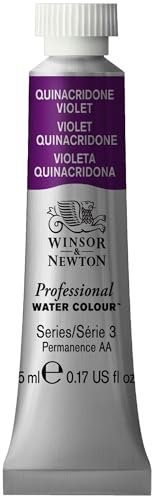 Winsor & Newton 0102550 Professional Aquarellfarbe, lebendige Wasserfarben in Künstlerqualität, hohe Farbbrillanz & Leuchtkraft, lichtecht, Archivqualität, 5ml Tube - Quinacridone Violett