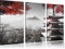 Pixxprint Japanischer Tempel im Herbst, Leinwandbild 3 Teilig, Gesamtmaß: 120x80cm, Wandbild, Dekoration, fertig gespannt, Kein Poster