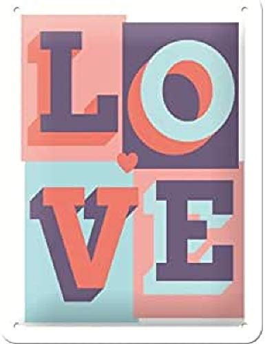 Nostalgic-Art Retro Blechschild, 15 x 20 cm, LOVE | aus Metall, Vintage Design, Blechschilder Sprüche, Geschenk-Idee mit Spruch