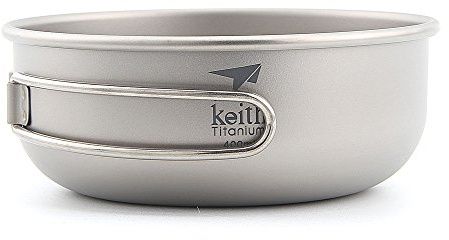 Keith Bol en titane 300 ml – 600 ml ultraléger pour camping, pique-nique, poignée pliable (Ti5324–400 ml)