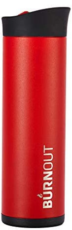 BURNOUT Temperature Regulating Travel Mug 12 oz Red - Drink NOW & Heat-Zorb Tech by Lexo