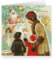 Vintage Weihnachtskarte im Retro Look (quadratisch, 15,5x15,5cm mit Umschlag) Mutter und Kinder beim Weihnachtseinkauf vor Spielzeug ohne Text - geschäftlich & privat