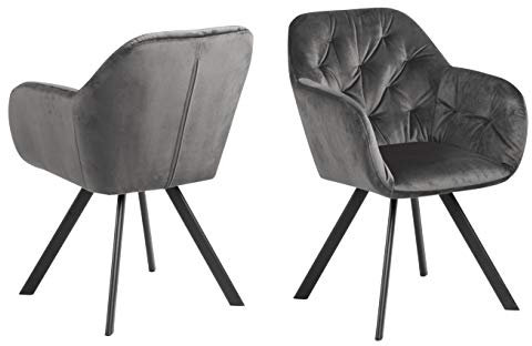 AC Design Furniture Kerstin Stuhl, Samt, B: 57,5 x H: 81,5 x T: 61,5 cm, 1 Stück, 82122, Grau