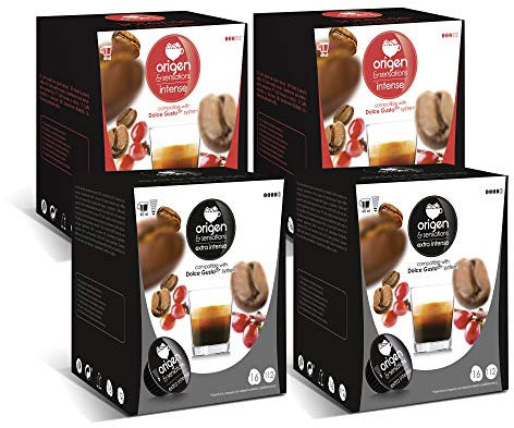 Capsulas compatibles dolce gusto ®* Origen & Sensations | 2 x Extra Intenso | 2 x Intenso | Total 64 cápsulas