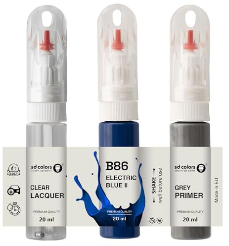 SD COLORS Electric Blue II B86 Ausbesserungslack, 20 ML, praktischer Pinsel zur Reparatur von Kratzern (Farbe, Grundierung und Lack)