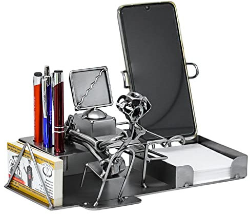 metalman24 Schraubenmännchen BÜRO PC Schreibtisch Organizer Handyhalter Visitenkartenhalter Stiftehalter Zettelbox Handarbeit Geschenkidee Metallmännchen Stahlfigur - Deko für Büro & Zuhause