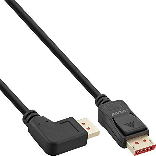 InLine® Câble DisplayPort 1.4 8K4K coudé à gauche Noir/doré 2 m