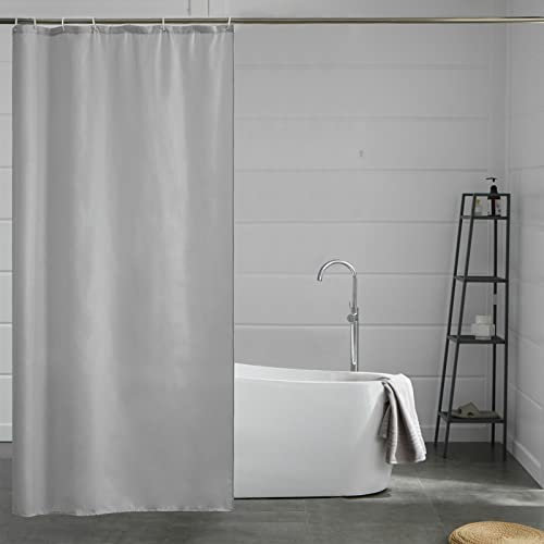 Furlinic Schmaler Duschvorhang für Eck Dusche und Kleine Badewanne, Badvorhang Textil aus Polyester Stoff schimmelresistent Wasserabweisend und Waschbar, Grau 100x200 mit 6 Duschvorhangringen.
