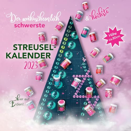 Adventskalender 2023 Glamour Tree Weihnachtskalender für Frauen Damen befüllt von STREUSEL GLÜCK mit Streusel-Mixen zum Backen essen kochen Füllung Sprinkles Zuckerstreusel Weihnachten