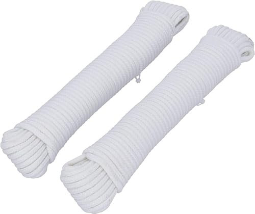 HELPMATE – Nylonseil 5mm weiß selbstleuchtend – Allzweckseil zum Basteln & für Outdoor-Aktivitäten – geeignet als Spannseil, Zeltschnur, Wäscheleine & Co – witterungsbeständig & schwimmfähig (2X 15m)