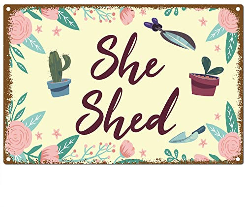 CREATCABIN Ella Derramó Signos Hojalata Flores Hojas Cactus Metal Signo Divertido Placa Retro Cartel Baño Pared Decoraciones para Exterior Interior Hogar Hotel Baño Puerta Decoración 8x12 Pulgada