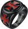 FaithHeart Schwarz Damen Herren Tempelritter Kreuz Fingerring Vintag Bandring Retro Siegelring in Ringgröße 54 Statement Ring mit Gravur für Weihnachten Geburtstag