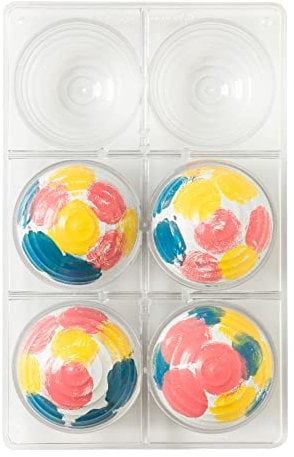 Decora 0050090 Stampo Professionale Cioccolatino Mezza Sfera Moderna, In Policarbonato, 6 cavità, ø 75 x h 37,5 mm, Ideale per Realizzare Cioccolatini Lucidi, Design Professionale, Made in Italy