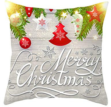 EHOMERY Kissenbezüge Indisch Kissenbezug Setmei Weihnachtsschmuck Frohe Weihnachten. Seide Zierkissenbezüge Leinen XXL Wohnzimmer Sofa Dekoration Weiß Grün Rot 16X16 Inches
