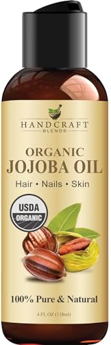 Handcraft Blends USDA Organic Jojoba Oil - Cold-Pressed 118 ml - 100% Pure and Natural - Premium Grade Carrier Oil for Skin and Hair - Hair and Body - Massage - Hexane-Free