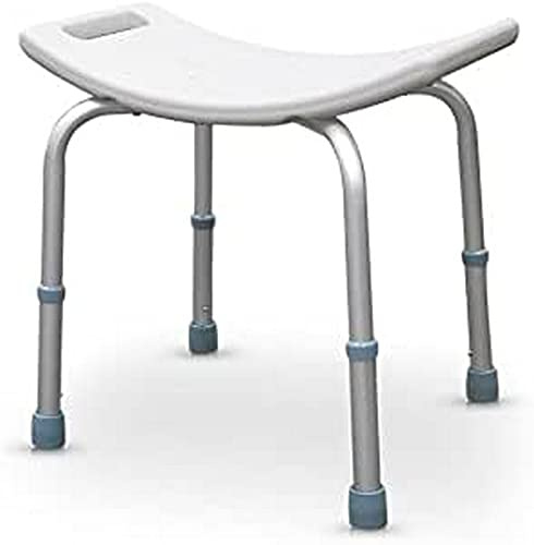 QUIRUMED Badezimmerhocker, höhenverstellbar, orthopädisch, PVC-Sitz, ergonomisch, rutschfeste Enden, weiße Farbe, für Senioren