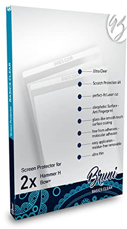 Bruni Schutzfolie kompatibel mit Hammer H Bow+ Folie, glasklare Displayschutzfolie (2er Set)