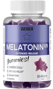 Weider Melatonin XR Gummis, 60 Stück, Brombeere | Zeitverzögerte Freisetzung, Optimale Dosierung, Zuckerfrei