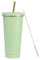 HUIEYE 750ML Gobelet Isotherme Avec Paille et Couvercle, Tasse à café en Acier Inoxydable,Réutilisable Tasses Isothermes Pailles et Brosse Nettoyage,Tasse à Café pour Boissons Chaudes Glacées(Vert)