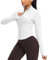 QUEENIEKE Women's Cropped Running Jackets - Zip Up Lightweight Athletic Yoga Gym Tops BBL Jacket with Thumb Holes (White, Small)