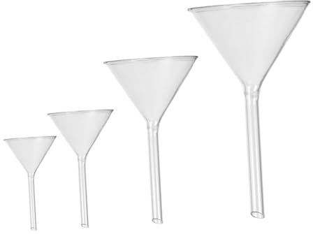 SOLUSTRE 4piezas Embudos De Vidrio Corto Para Laboratorio Resistencia Química Alta Transparentes Para Filtración y Transferencia Precisa Experimentos Químicos