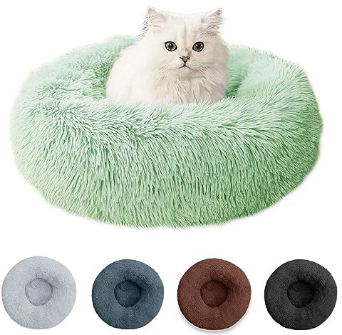 mixed24 Plüsch Donut Hundebett Katzenbett Kuschelbett Haustierbett Kissen Bett Hundekissen Rund Weich (70cm, Braun)