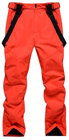 Herren Skihose Hosenträgerhose Outdoorhose Snowboardhose Winter Wasserdicht Warm Abnehmbare Hosenträger Skilanglaufhose Thermohose Wanderhose Ski Pant Orange S