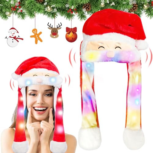 LED Weihnachtsmützen Erwachsene, LED Nikolausmütze Weihnachtsmann Weihnachten Mütze Erwachsene, LED Weihnachtsmütze Kinder für Cosplay Urlaub Weihnachten Karneval Party Geschenk Damen Mädchen Kinder