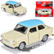 Welly Trabant 601 Limousine Beige mit Blauem Dach und Rückzugsmotor ca 1/43 1/36-1/46 Modell Auto