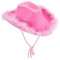 Cowboy Hut Damen Partybrille Accessoires CowgirlHut Cowboy Hut für Erwachsene Rodeo Reiter Wilder Westen Kostü Karneval MottopartyRosa Hut mit Feder, flauschiger Federrand (TA-PK1, One Size)