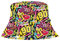 FIESTAS GUIRCA Hut 90er Jahre bunt Neon Anglerhut 80er Jahre Hip Hop Graffiti Karneval Fasching Mütze