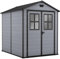 Keter Lineus 6x8 Gartenhaus mit Türfenster, Außenmaße: 185,8cm x 236,8cm x 227cm, Innenmaße: 168,9cm x 215cm x 219,7cm, Evotech Material, wetterfest, grau/schwarz, Kunststoff