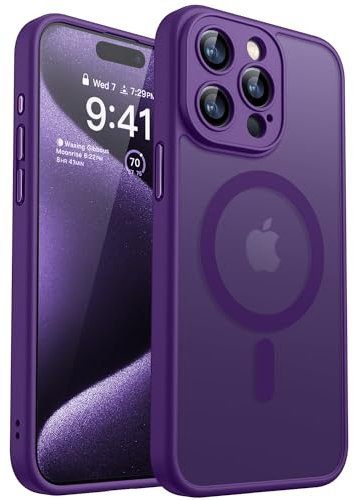 CANSHN 2024 Neu für iPhone 15 Pro Max Hülle mit Kameraschutz für Magsafe (TOP Militärschutz & Magnetkraft) Extrem Haltbarkeit Hülle iPhone 15 Pro Max Case Stoßfest, Dunkelviolett
