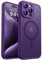 CANSHN Magnetic Compatible with iPhone 15 Pro Max Case, Compatible with MagSafe, Upgraded [Full Camera Protection], [Military Grade Drop Tested] Translucent Matte Back 6.7 inch,Deep Purple