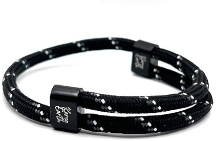 Unisex Adjustable Rope Bracelet - Durable Waterproof Surfer Fashion Bracelet for Men - Handmade Paracord Bracelets - Survival Adjustable Bracelet - Bracelets for men and Women (Black Stripe)