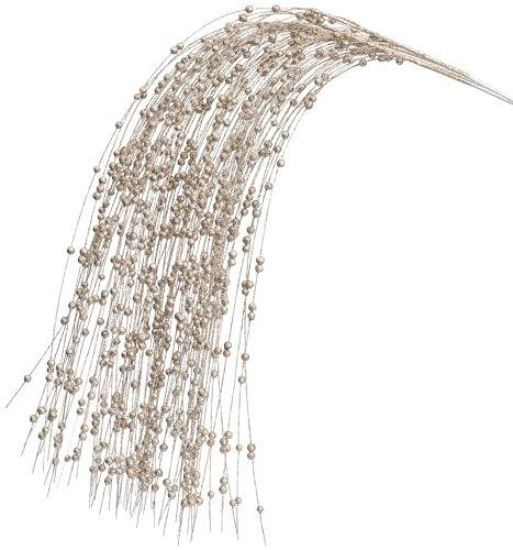 KI Store 8 Stück deko Zweig Weihnachten äste künstlicher weihnachtszweig 95cm mit Glitzer bastelzweige dekozweig Stem Mistelzweig für Weihnachts deko (Champagner)