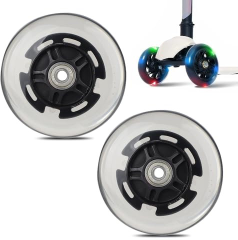 mizikuu 2 Stück Leuchtende Stunt Scooter Rollen, 100mm Leuchtende Scooter Räder Ersatzräder 9 Kugellager LED Lichtrollen Rollerräder Räder mit ABEC für Scooter, Kick Scooter