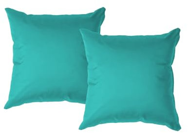 chilly pilley® Gartenkissen Wasserfest Dekokissen Set Sofakissen Rückenkissen Indoor-Outdoorkissen 2er Set 50x50 Türkis