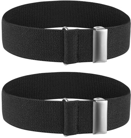 Molain 1 Pair Unisex Anti-Slip Shirt Sleeve Holders, Elastic Adjustable Armband with Non-slip Closure Clips Black Shirt Long Sleeve Holders Armband Sleeve Garters Armbands for Band Stretch Garters1 W