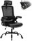 Seevoo Ergonomischer Bürostuhl, Schreibtischstuhl mit verstellbarer Lendenwirbelstütze, hohe Rückenlehne, Netzstuhl mit Klingenrädern, Chefsessel für Home Office